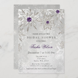 Invitación a la ducha de novia en invierno morado 