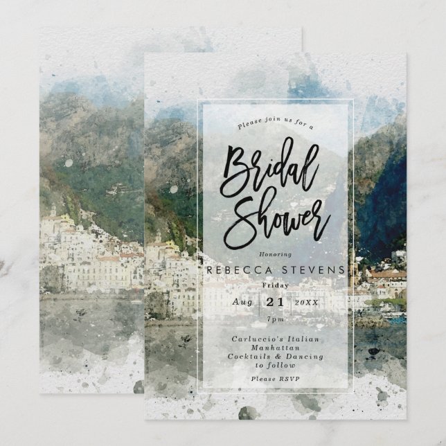 Invitación a la ducha de novia en la escena acuáti (Anverso / Reverso)