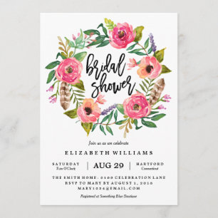 Invitación a la ducha de novia en la guirnalda de 