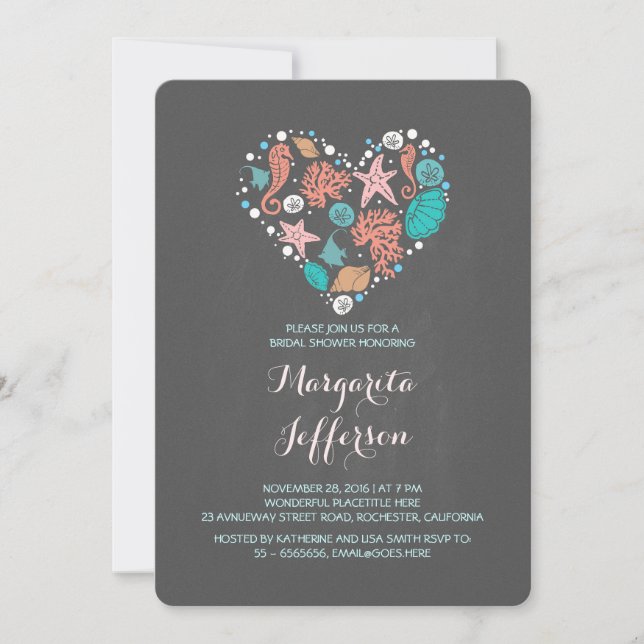 Invitación a la ducha de novia en la playa de Chal (Anverso)