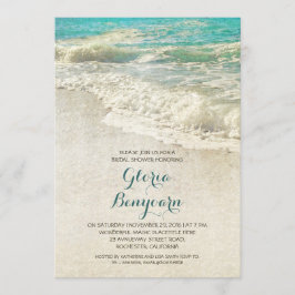 invitación a la ducha de novia en la playa verde a