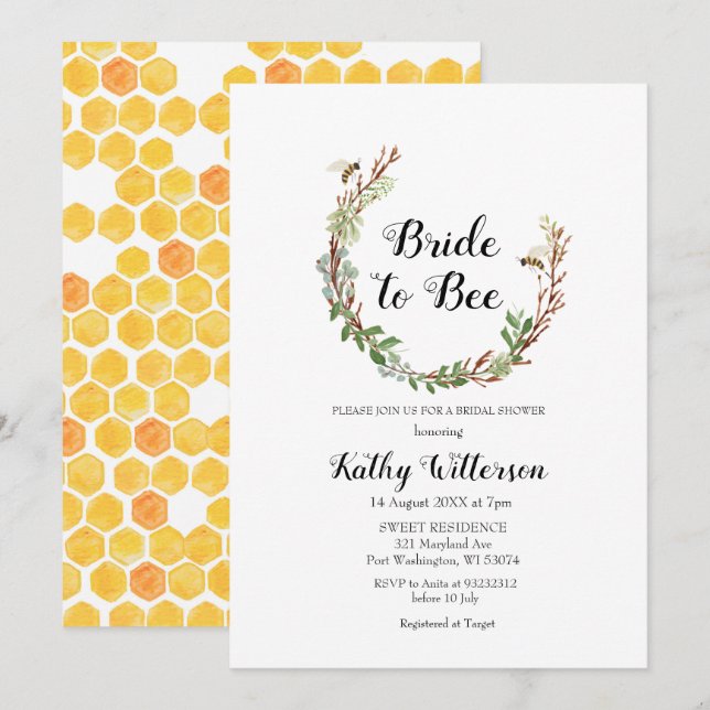 Invitación a la ducha de novia en la zona verde (Anverso / Reverso)