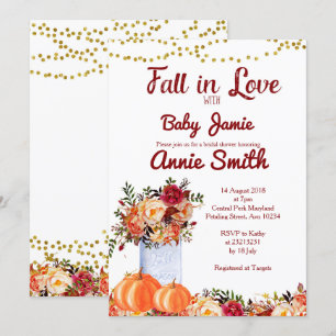 Invitación a la ducha de novia en otoño de calabaz