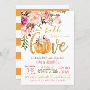 Invitación a la ducha de novia en otoño en el amor