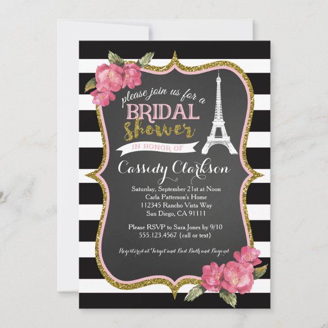 Invitación a la ducha de novia en París (Anverso)
