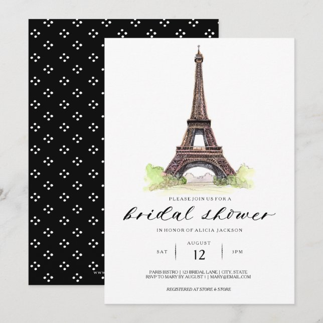Invitación a la ducha de novia en París (Anverso / Reverso)
