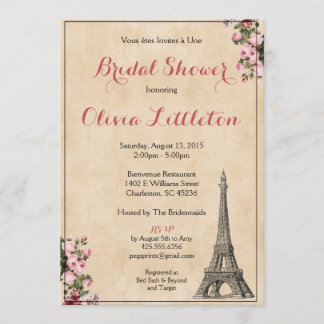 Invitación a la ducha de novia en París - Floral r