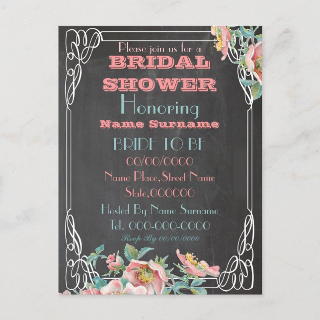 invitación a la ducha de novia en pizarra (Anverso)