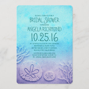 Invitación a la ducha de novia en playa de arena d