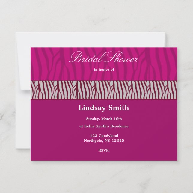 Invitación a la ducha de novia en rosa caliente (Anverso)