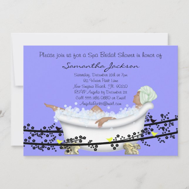 Invitación a la ducha de novia en Spa Bride Bridal (Anverso)