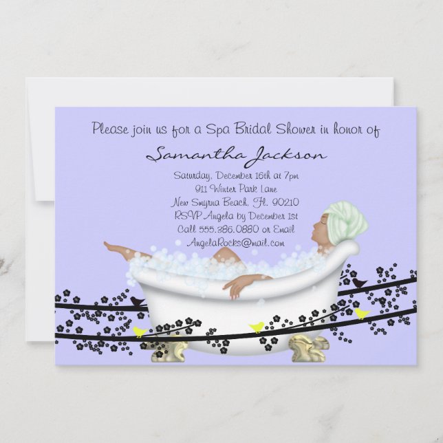 Invitación a la ducha de novia en Spa Bride Bridal (Anverso)