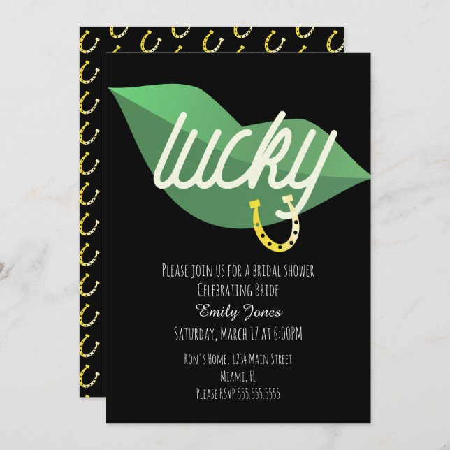 Invitación a la ducha de novia en St Patrick Day (Anverso / Reverso)
