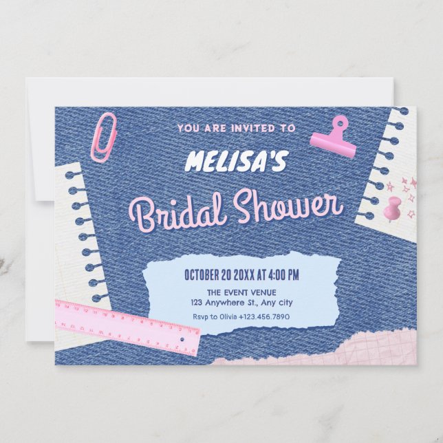 Invitación a la ducha de novia estética Y2k (Anverso)