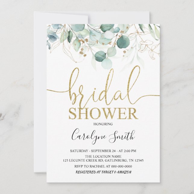 Invitación a la ducha de novia Eucalyptus Bridal (Anverso)