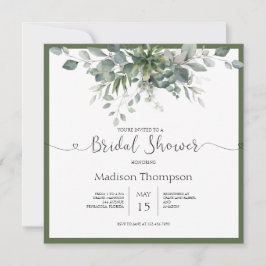 Invitación a la ducha de novia Eucalyptus Greenery
