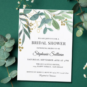 Invitación a la ducha de novia Eucalyptus Greenery
