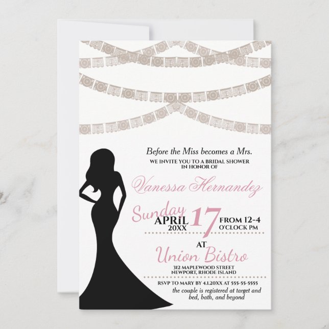 Invitación a la ducha de novia festiva (Anverso)