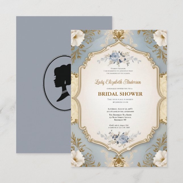 invitación a la ducha de novia,fiesta de castillo  (Anverso / Reverso)