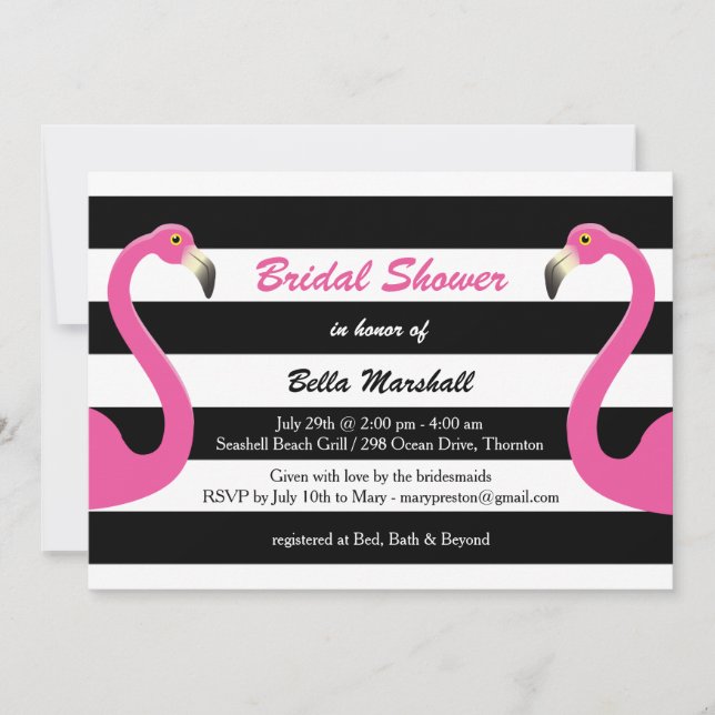 Invitación a la ducha de novia Flamingo (Anverso)