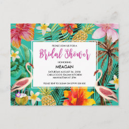 Invitación a la ducha de novia flamingo tropical