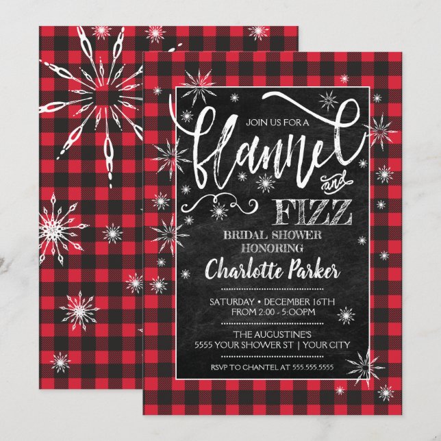 Invitación a la ducha de novia Flannel & Fizz (Anverso / Reverso)