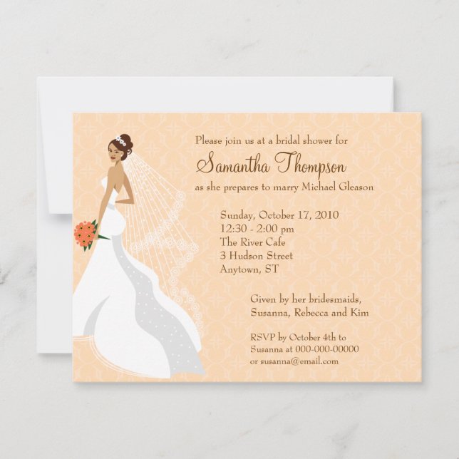 Invitación a la ducha de novia Flirty Peach (Anverso)