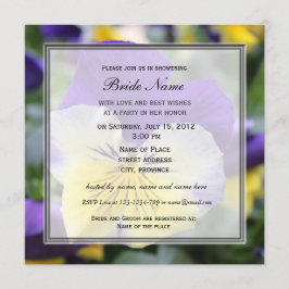 Invitación a la ducha de novia, flor de color azul