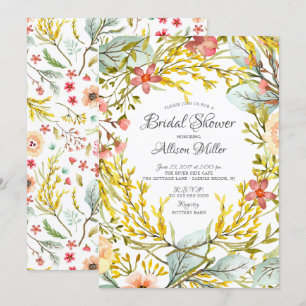 Invitación a la ducha de novia flor salvaje amaril