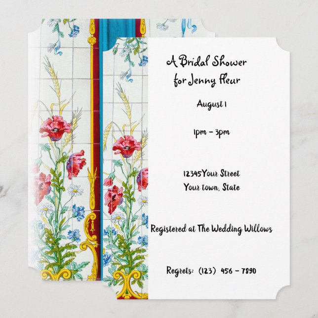 Invitación a la ducha de novia Flora (Anverso / Reverso)