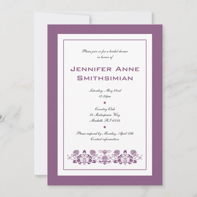 Invitación a la ducha de novia Flora Bee Bridal (Anverso)