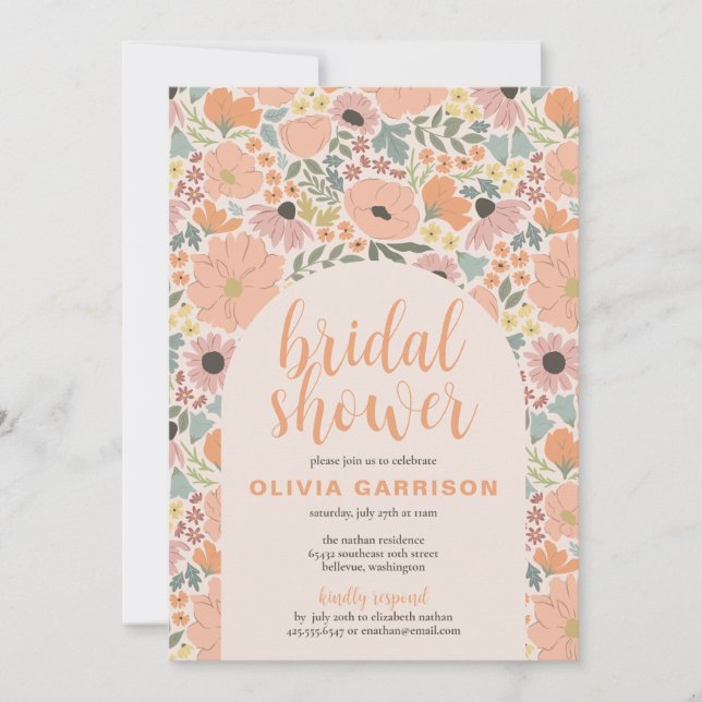 Invitación a la ducha de novia floral (Anverso)
