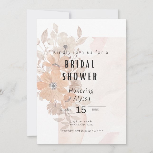 Invitación a la ducha de novia floral