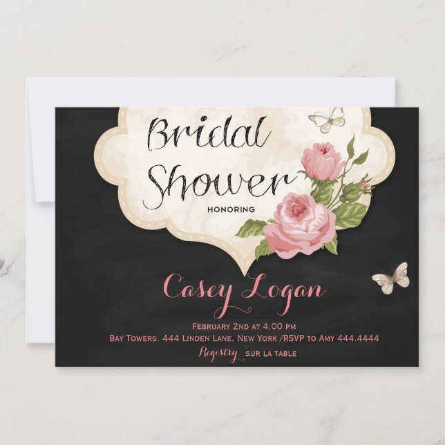 Invitación a la ducha de novia floral (Anverso)