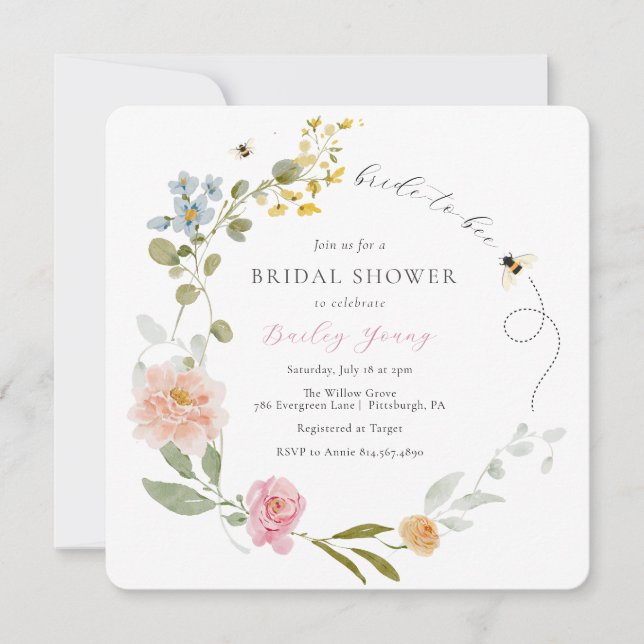 Invitación a la ducha de novia floral (Anverso)