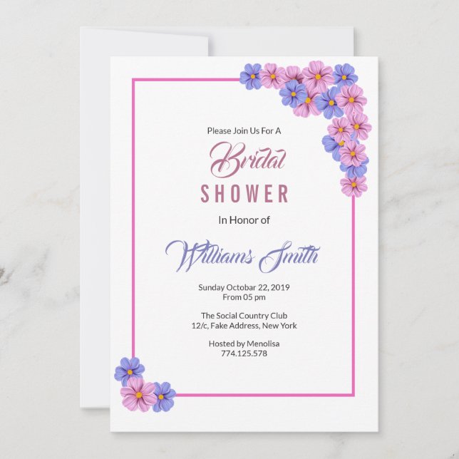 Invitación a la ducha de novia floral (Anverso)