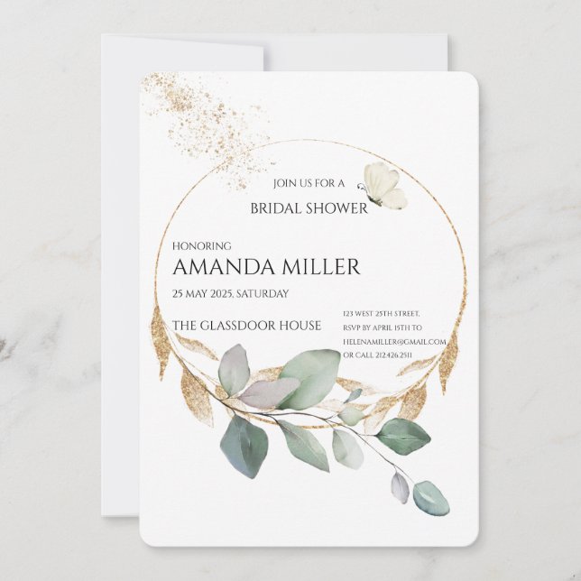 Invitación a la ducha de novia floral (Anverso)