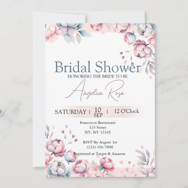 Invitación a la ducha de novia floral (Anverso)