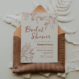 Invitación a la ducha de novia floral beige