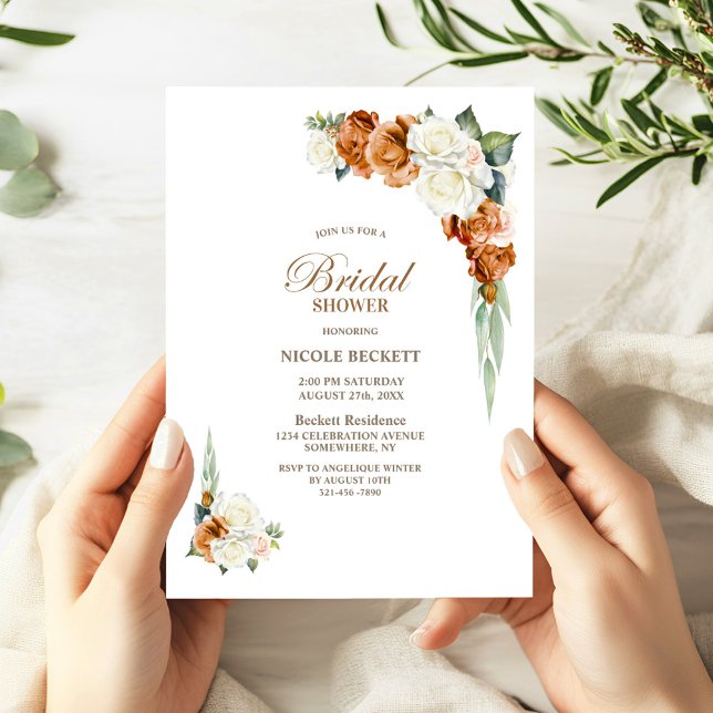 Invitación a la ducha de novia floral blanca Naran (Subido por el creador)
