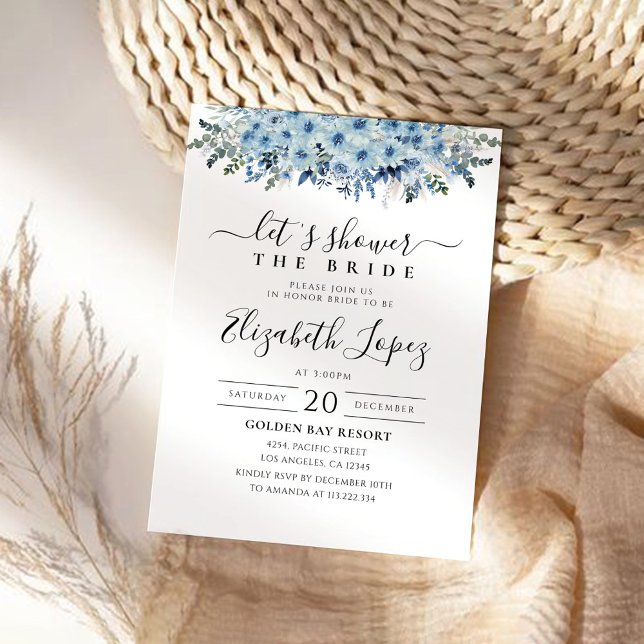 Invitación a la ducha de novia floral Blue Boho (Subido por el creador)