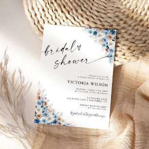 Invitación a la ducha de novia floral Blue Boho
