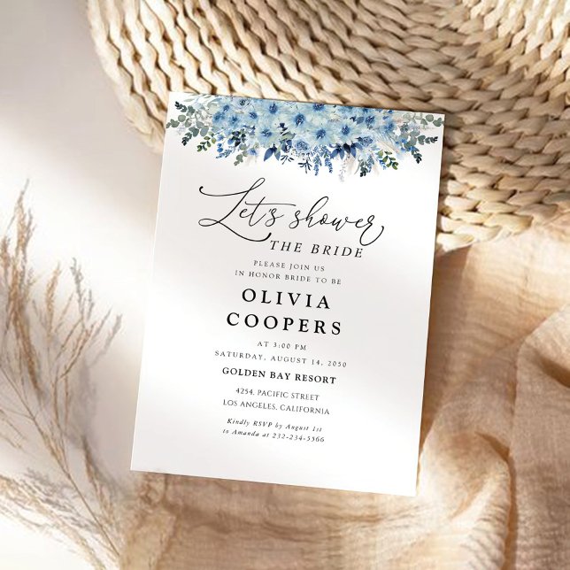 Invitación a la ducha de novia floral Blue Boho (Subido por el creador)