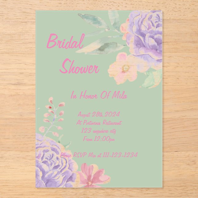 invitación a la ducha de novia floral botánica (Anverso)