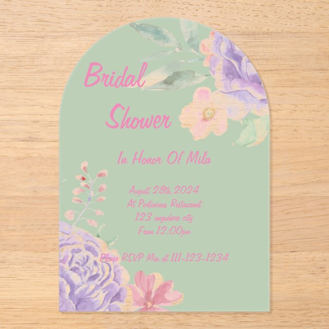 invitación a la ducha de novia floral botánica (Anverso)