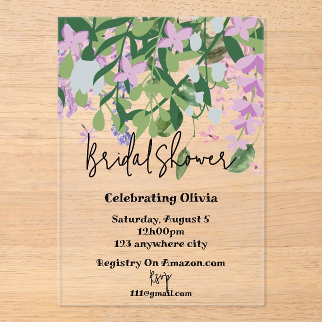 invitación a la ducha de novia floral botánica (Anverso)