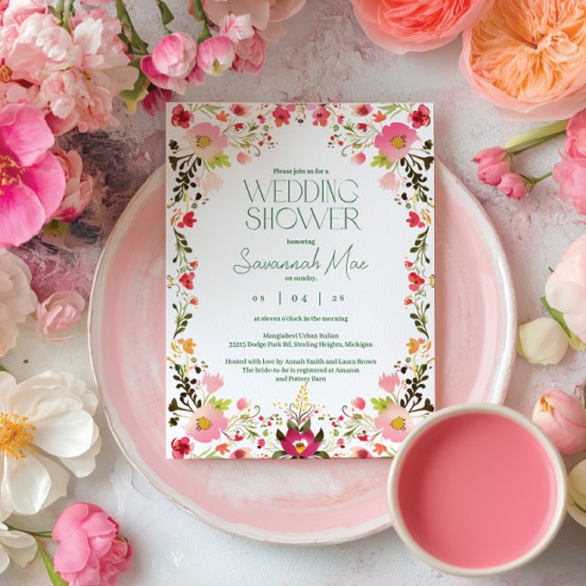 Invitación a la ducha de novia floral brillante |  (Subido por el creador)