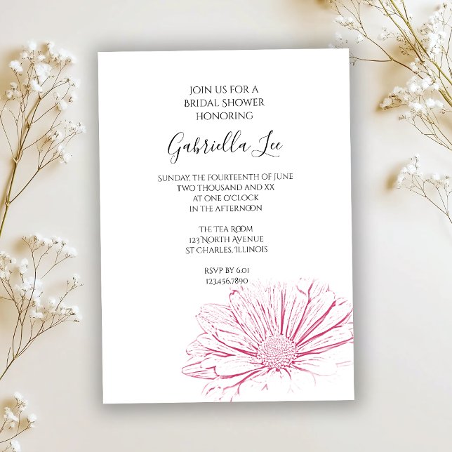 Invitación a la ducha de novia floral con efecto d (Subido por el creador)
