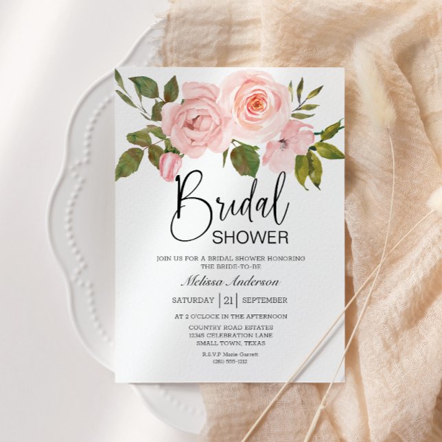 Invitación a la ducha de novia floral con rosas ro (Subido por el creador)