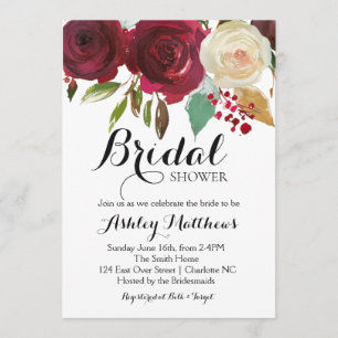 Invitación a la ducha de novia floral Cranberry Ma